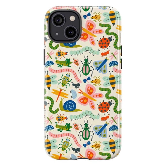 Cute Bug Phone Case – Colorful Insects, Snails & Worms Cartoon Pattern – Fits iPhone 17 16 15 14 13 12 11 Pro Max Plus Mini