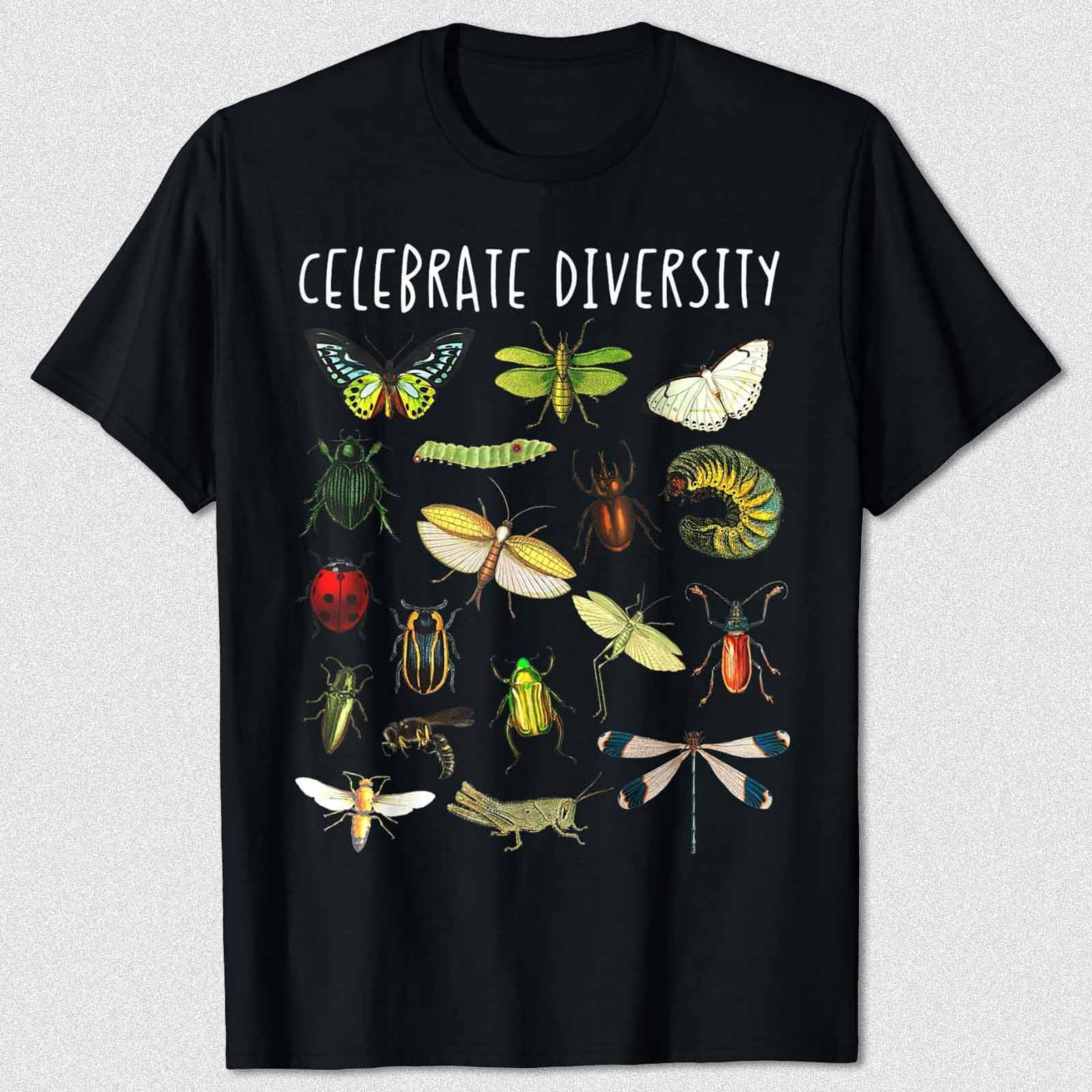 Cute Bugs Designs Crew Neck T-shirt For Men Women Insect Collectors Tee ...