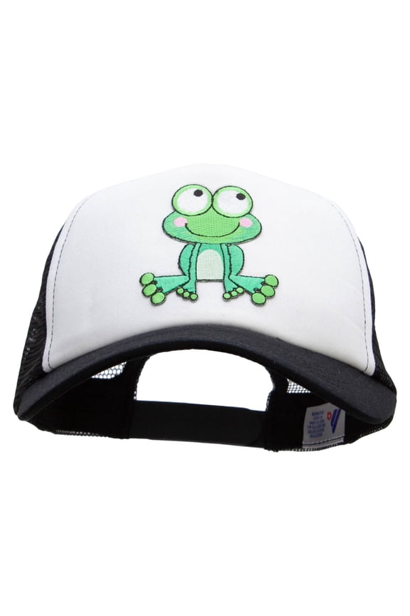 Cute Bulgey Eyed Frog Cotton Trucker Cap - Black OSFM
