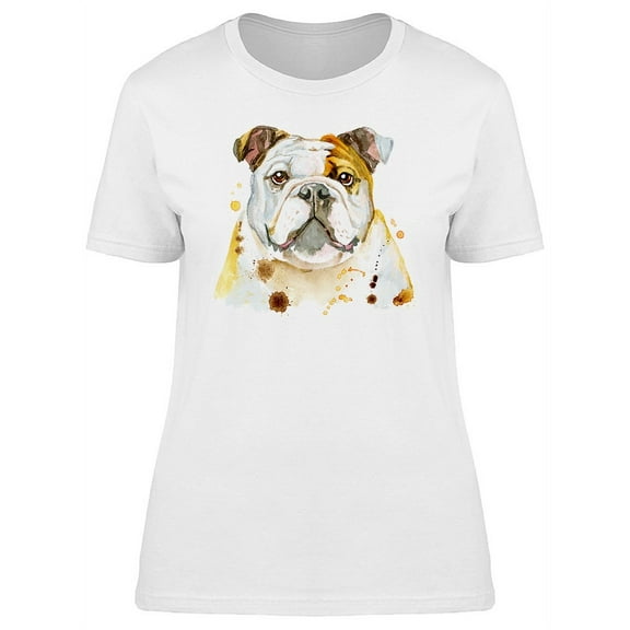 Cute Bull Dog Watercolor T-Shirt Women -Image by Shutterstock, Female Medium