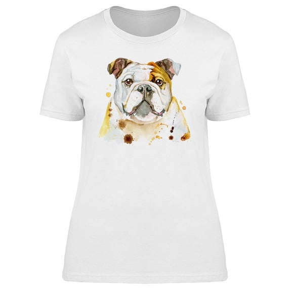Cute Bull Dog Watercolor T-Shirt Women -Image by Shutterstock, Female Medium