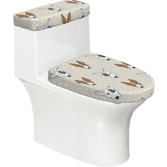 Cute Bull Terrier Puppy And Dog Face 2-Piece Elastic Toilet Lid and ...