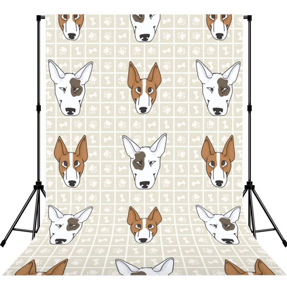 Cute Bull Terrier Puppy And Dog Face Photography Backdrop 5x7Ft Background for Photo Studio Video Recording Birthday Party Wedding Home Decor
