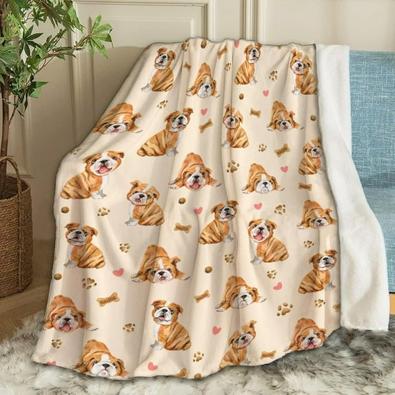Cute Bulldogs Blanket Gifts Plush Fuzzy Cozy Soft Lightweight Blankets for Couch Air-Conditioning Quilts Decor Blanket for Chirstmas Gifts 50"x40" for Kids