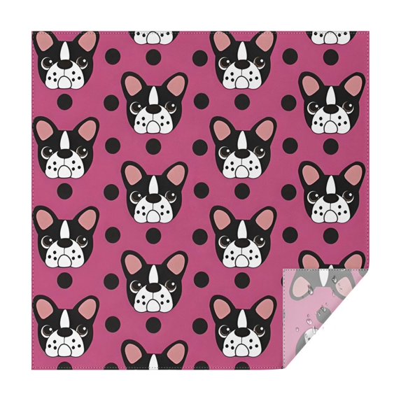 Cute Bulldogs Square Tablecloth,Waterproof Square Table Cover,Wipeable Spillproof Washable Table Cover for Home Kitchen Party Decor 52"x52"(132x132cm)