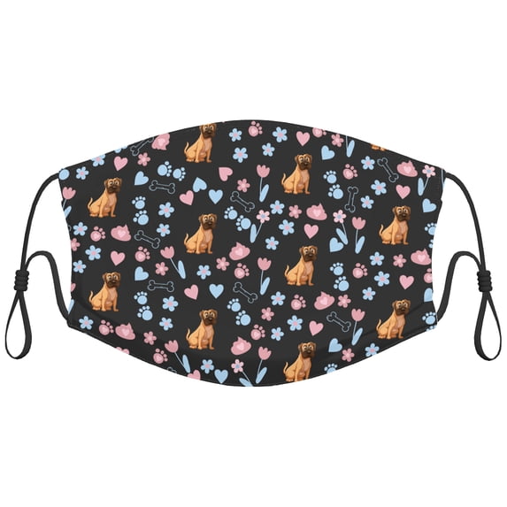 Cute Bullmastiff Dog Graphic Printed Cloth Face Masks Reusable Washable Adjustable for Child (5 PCS)