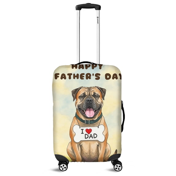 Cute Bullmastiff Loves Dad Happy Father's Day Travel Luggage Cover Dog Lover Suitcase Dust Protective Decor - 12008