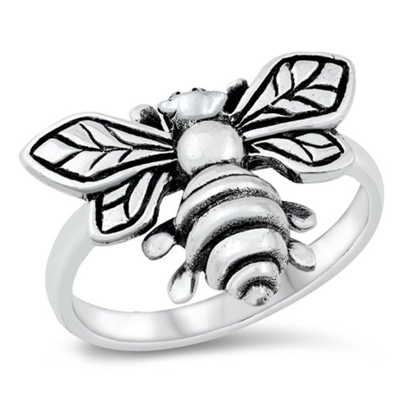 Cute Bumble Bee Bug Fertilization Ring .925 Sterling Silver Band Jewelry Female Male Unisex Size 7