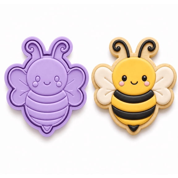 Cute Bumble Bee Cookie Cutter & Embosser Stamp Set