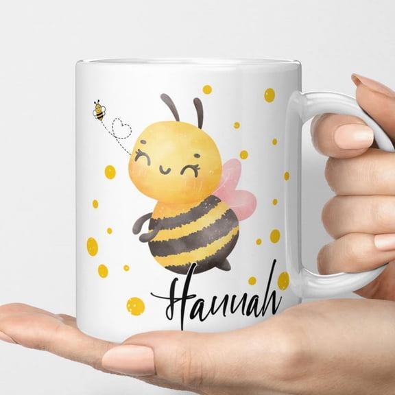 Cute Bumble Bee Pernalised Mug, Custom Honey Bee Gift Her, Name Mug Girls, Sister Present, Budget Birthday Gift.