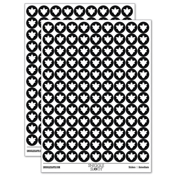 Cute Bumble Bee Solid 200+ Round Stickers - Black - Gloss Finish - 0.50" Size