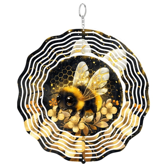 Cute Bumblebee 3D Wind Spinner Stainless Steel Hanging Outdoor Yard Patio Garden Decor