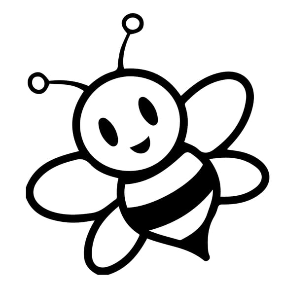Cute Bumblebee Bee Insect Stripes Kid Girl Vinyl Decal Sticker 5" x 5.38" Black