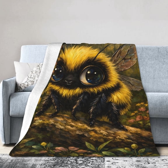 Cute Bumblebee Blanket Gift Cozy Soft Home Decor Featuring Vibrant Nature 50x40