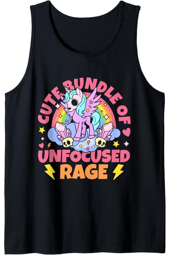 Cute Bundle Of Unfocused Rage Goth Mystical Gothic Unicorn Tank Top Size S-3XL