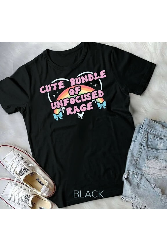 Cute Bundle Of Unfocused Rage Pastel Goth Gift Rainbow Form T-Shirt BLACK Unisex S-5XL Hot Trending Shirt, Vintage Birthday Gift