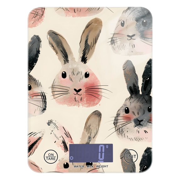 Cute Bunnies Rabbits Food Scale Digital Kitchen Scale Waterproof Grams Ounces lbs for Weight Loss