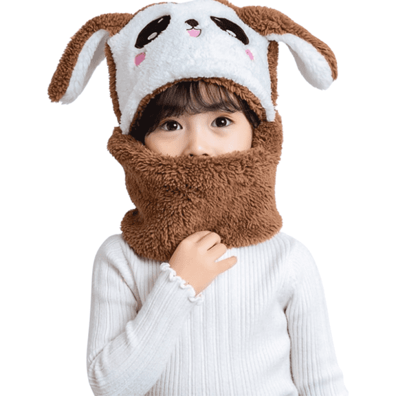 Cute Bunny 2-in-1 Winter Hat and Scarf for Kids Various Colors