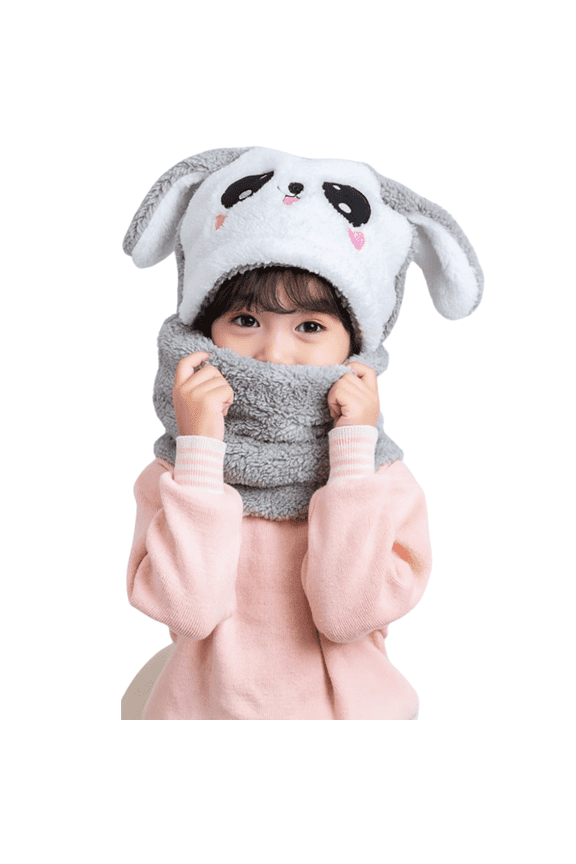Cute Bunny 2-in-1 Winter Hat and Scarf for Kids Various Colors