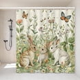 thumbnail image 1 of Cute Bunny 4PCS Shower Curtain Set- Easter Rabbits Bathroom Sets Accessories with Non-Slip Rug,Toilet Lid Cover,Bath Mat,12 Hooks-72x72in-Spring Floral Curtains-Home Decor Adults Gifts, 1 of 7