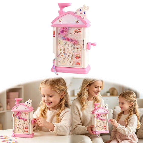 Cute Bunny Automatic Bead Stringing Machine Kids DIY Bracelet Making Hand Crank Beading With Colorful Beads & Cords Educational Arts Jewelry Maker Ideal Birt78712