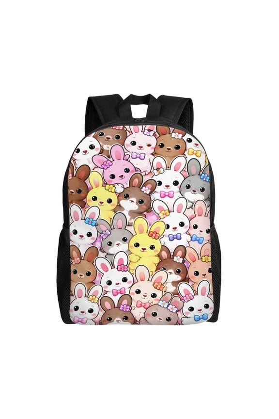 Cute Bunny Backpack Full Front Print Travel Laptop Bag for Men and Women