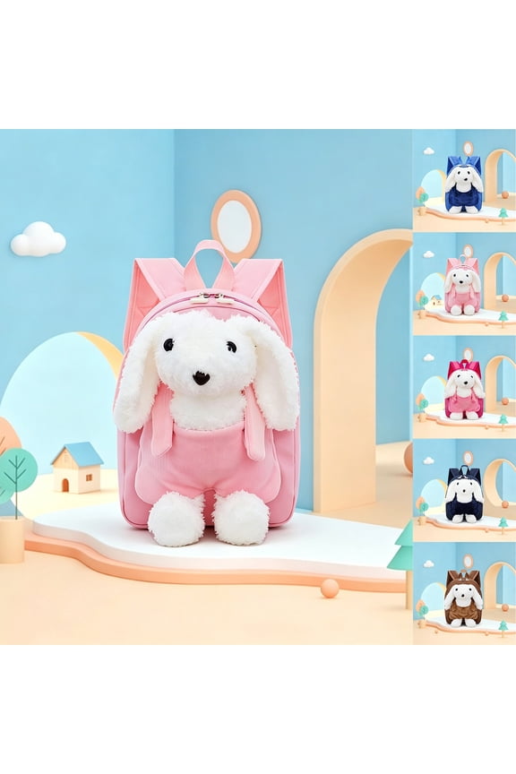 Cute Bunny Backpack with Bow Accent Lightweight Padded Straps Elementary School Bookbag