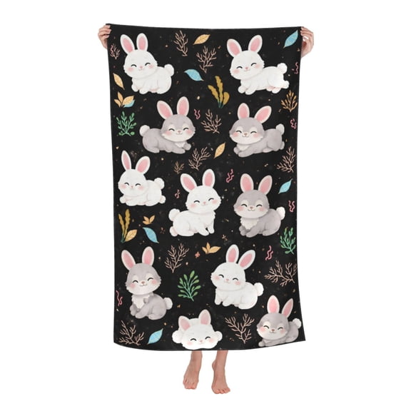 Cute Bunny Bath Towel Soft and Highly Absorbent for Adults