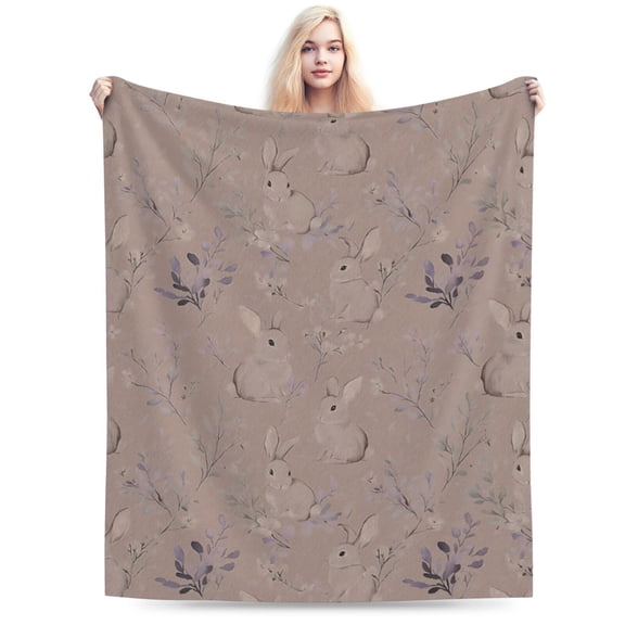 Cute Bunny Blanket - Adorable Rabbit Pastel Lavender 80x60