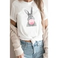 thumbnail image 1 of Cute Bunny Blowing Bubblegum Easter Graphic Tee T-Shirt, 1 of 4
