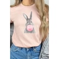 thumbnail image 1 of Cute Bunny Blowing Bubblegum Easter Graphic Tee T-Shirt, 1 of 3