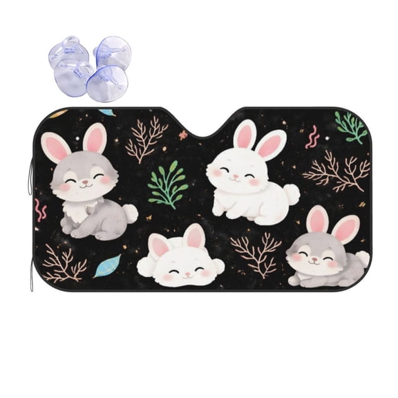 Cute Bunny Car Windshield Sun Shade Universal Fit Auto Sun Visor Protector