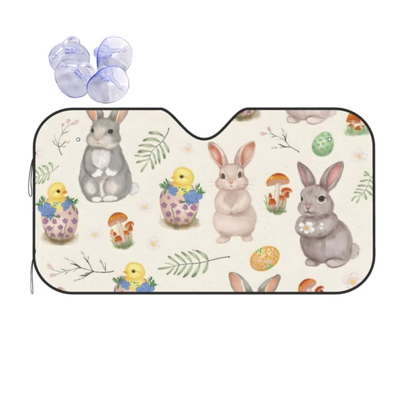 Cute Bunny Car Windshield Sun Shade Universal Fit Auto Sun Visor Protector