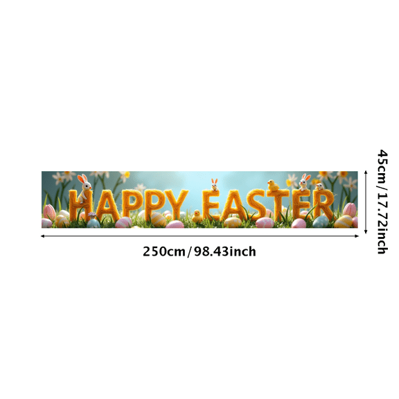 Cute Bunny Chick Decorated Happy Easter Banner Party Decoration Background for Easter Celebrations Family Gatherings Photo Props Easter Parties