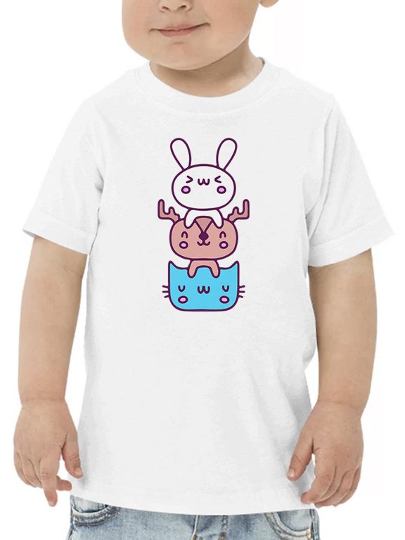 Cute Bunny Deer Cat Stack T-Shirt Toddler -Image by Shutterstock, 2 Toddler
