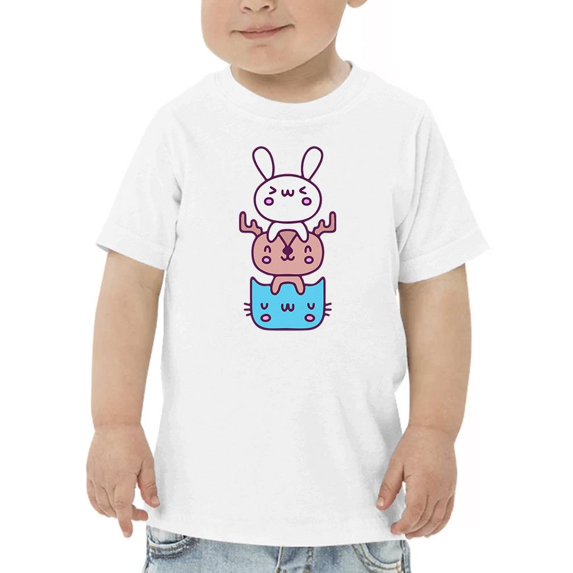 Cute Bunny Deer Cat Stack T-Shirt Toddler -Image by Shutterstock, 3 Toddler