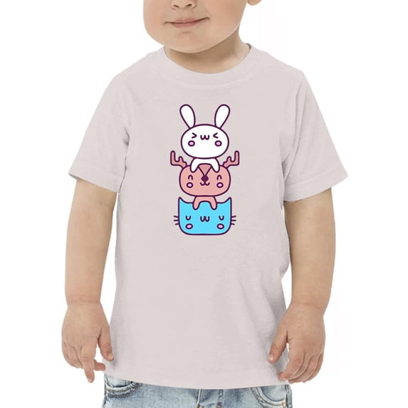 Cute Bunny Deer Cat Stack T-Shirt Toddler -Image by Shutterstock, 5 Toddler