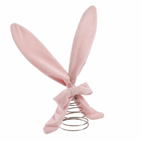 Cute Bunny Ears Tree Topper for Christmas and Easter, Soft Lightweight Velvet Holiday Decoration for Mantel, Fireplace, Tabletop, Shelf, and Desk, Festive Rabbit Ornament for Home Party Decor