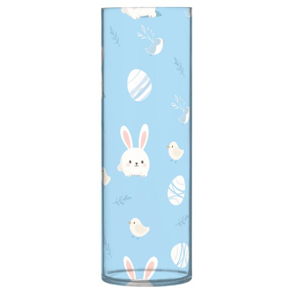 Cute Bunny Easter Egg Pattern Vase Flower Vase Clear Unbreakable Plastic Tall Decorative 11.8in