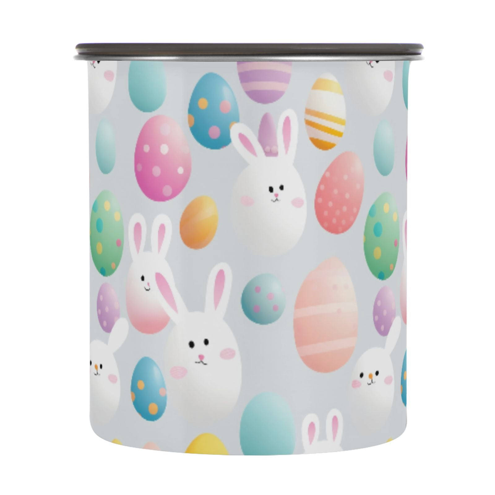 Cute Bunny Easter Eggs Airtight Coffee Bean Canister 30oz Food Storage Containers with Lids For Gournd, Tea, Sugar, Flour, Rice, Cereal, Candy Cookie Jar