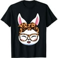 thumbnail image 1 of Cute Bunny Face Leopard Print Glasses Rabbit Lover T-Shirt, 1 of 3