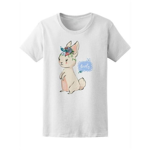 Cute Bunny Flowers Wreath Tee Women's -Image by Shutterstock