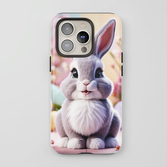 Cute Bunny For All iPhone Series Protective Phone Case Cute Animal Art Pastel Pink
