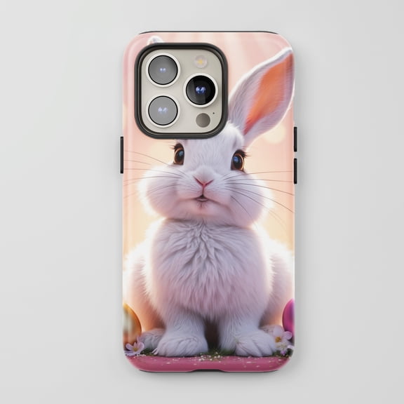 Cute Bunny For All iPhone Series Protective Phone Case Easter Design Pink
