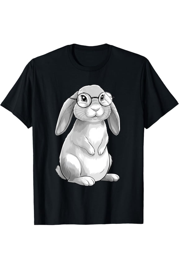 Cute Bunny Geek Nerd Rabbit Hipster Graphic T-Shirt