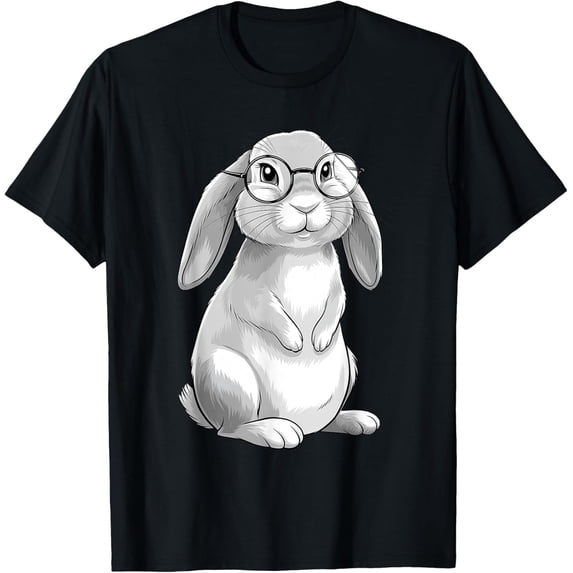 Cute Bunny Geek Nerd Rabbit Hipster Womens Girls Teens T-Shirt All Size S-5XL