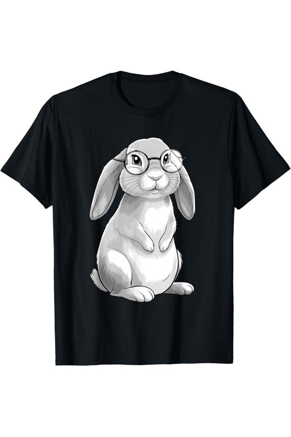 Cute Bunny Geek Nerd Rabbit Hipster Womens Girls Teens T-Shirt All Size S-5XL