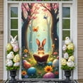 thumbnail image 1 of Cute Bunny Happy Easter Banner Colorful Eggs Easter Celebration Display Butterfly Decor Spring Flowers Easter Photo Prop for Easter Party Family Gathering Photo Shoot, 1 of 9