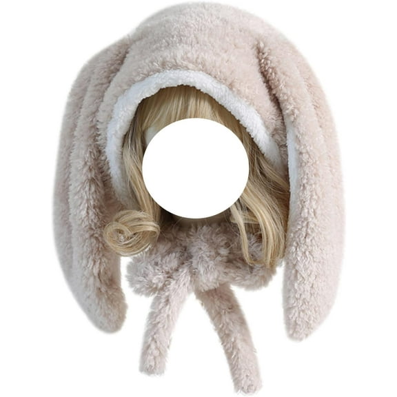 Cute Bunny Hat Women Plush Rabbit Ear Funny Lolita Sweet Kawaii Winter Fluffy Fleece Warm Hat Cap Cosplay Accessory