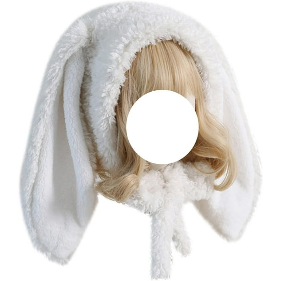 Cute Bunny Hat Women Plush Rabbit Ear Funny Lolita Sweet Kawaii Winter Fluffy Fleece Warm Hat Cap Cosplay Accessory